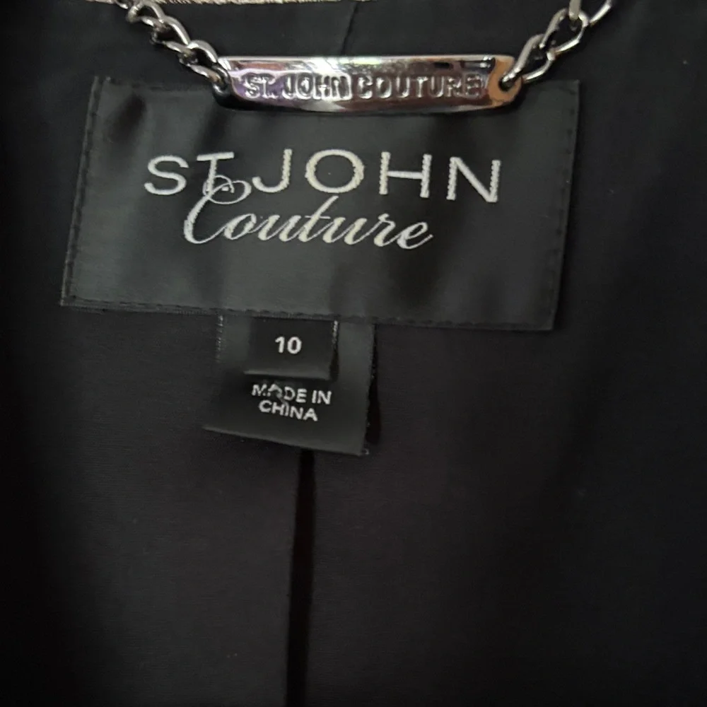 St. John Leopard Print Black and Gold Blazer - Picture 3 of 5